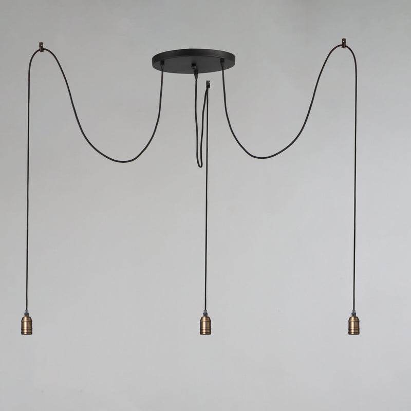 Maxim 12123BKAB Early Electric 3 Light Pendant | Black / Antique Brass