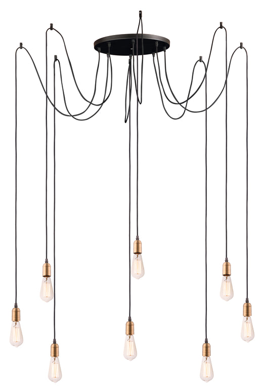 Maxim 12128BKAB Early Electric 8 Light Pendant | Black / Antique Brass
