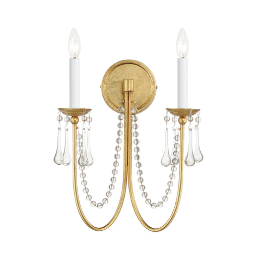 Maxim 12161GL/CRY Plumette 2 Light Wall Sconce w Crystal | Gold Leaf