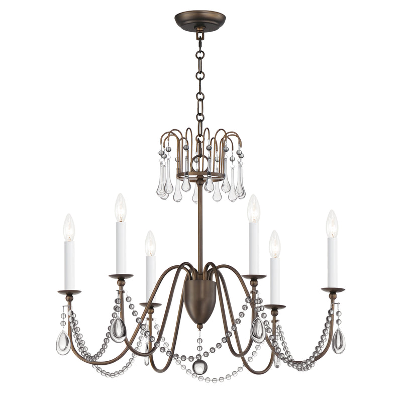 Maxim 12166CHB/CRY Plumette 6 Light Chandelier w Crystal | Chestnut Bronze