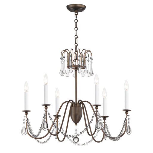 Maxim 12166CHB/CRY Plumette 6 Light Chandelier w Crystal | Chestnut Bronze