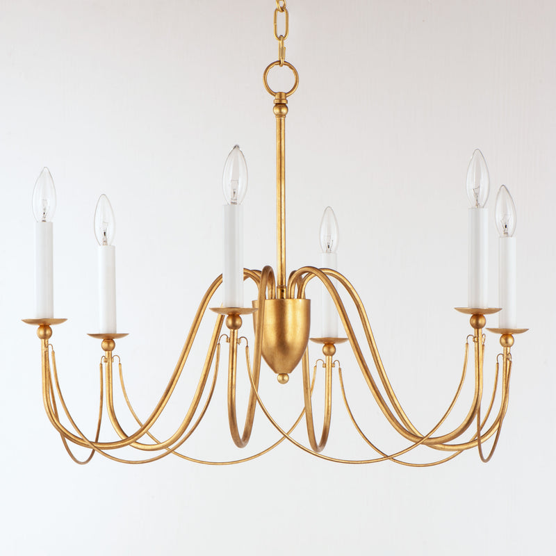 Maxim 12166GL Plumette 6 Light Chandelier | Gold Leaf