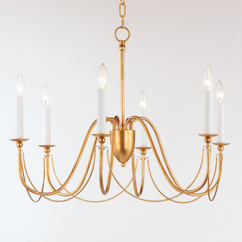 Maxim 12166GL Plumette 6 Light Chandelier | Gold Leaf