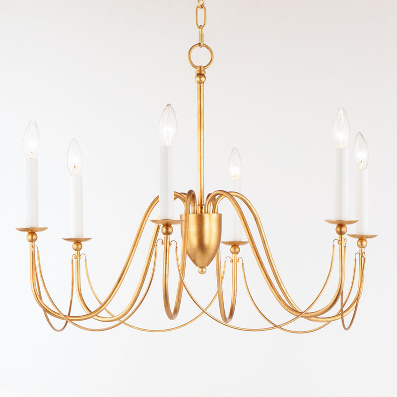 Maxim 12166GL Plumette 6 Light Chandelier | Gold Leaf
