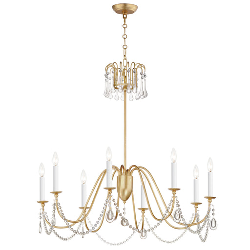 Maxim 12168GL/CRY Plumette 8 Light Chandelier w Crystal | Gold Leaf