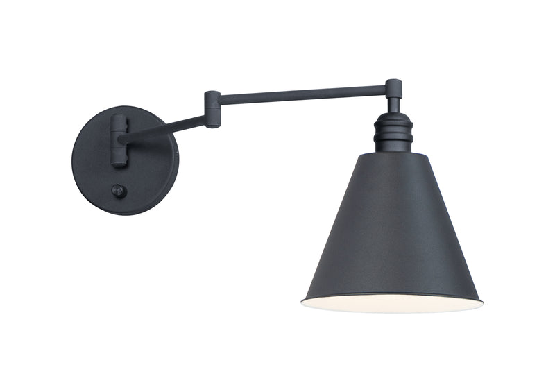 Maxim 12220BK Library 1 Light Wall Sconce Horizontal Swing Arm | Black