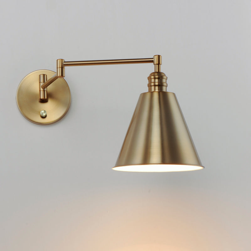 Maxim 12220HR Library 1 Light Wall Sconce Horizontal Swing Arm | Heritage