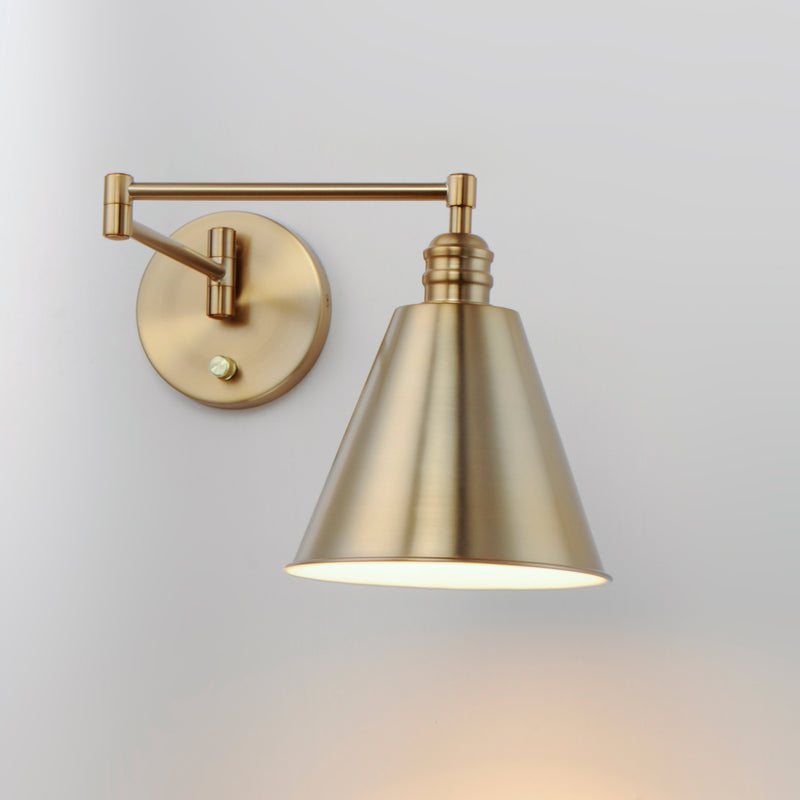 Maxim 12220HR Library 1 Light Wall Sconce Horizontal Swing Arm | Heritage