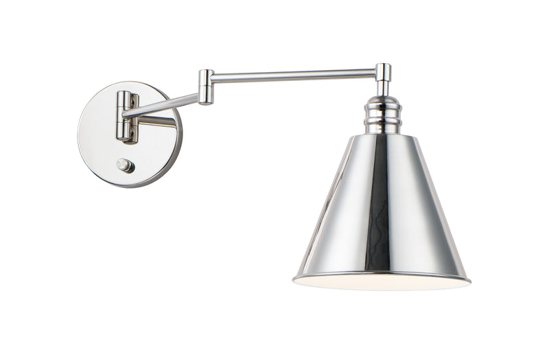 Maxim 12220PN Library 1 Light Wall Sconce Horizontal Swing Arm | Polished Nickel