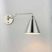 Maxim 12220PN Library 1 Light Wall Sconce Horizontal Swing Arm | Polished Nickel