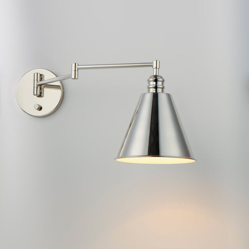Maxim 12220PN Library 1 Light Wall Sconce Horizontal Swing Arm | Polished Nickel
