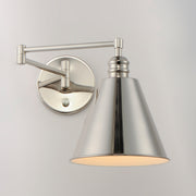 Maxim 12220PN Library 1 Light Wall Sconce Horizontal Swing Arm | Polished Nickel
