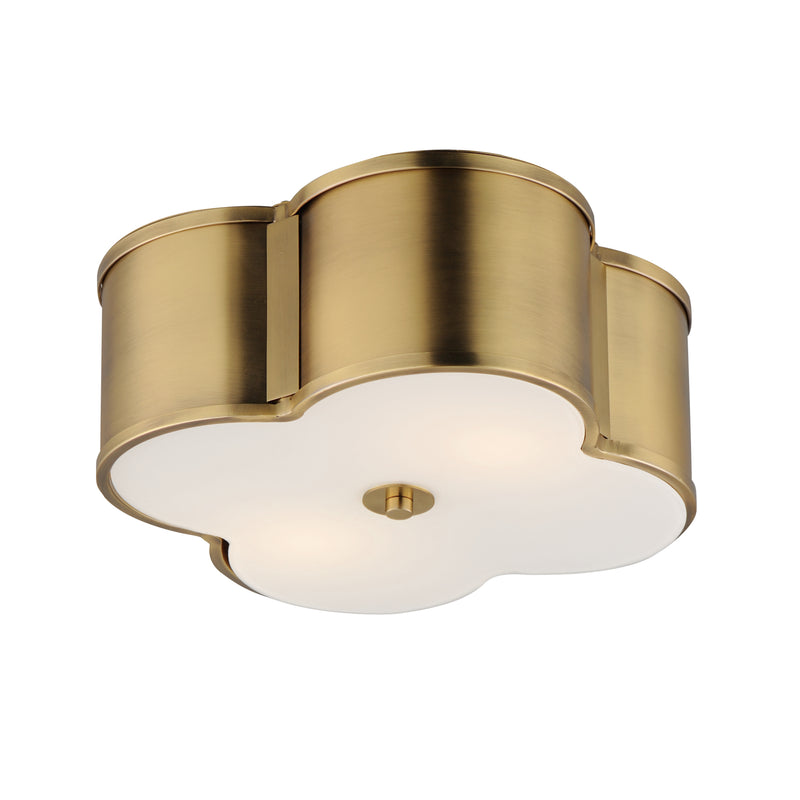 Maxim 12247WTNAB Clover 2 Light Flush Mount | Natural Aged Brass