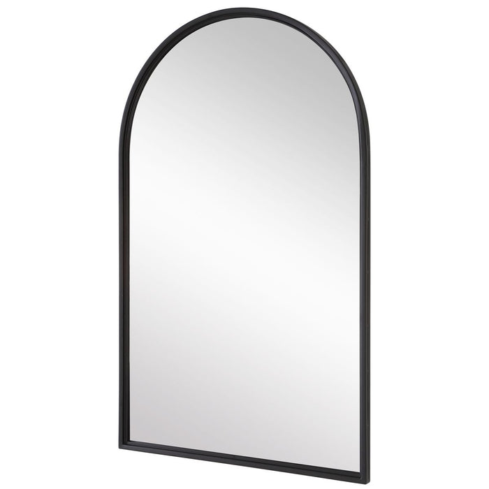 Arvisa Matte Black Mirror | Modern Arch Iron Frame Bathroom Vanity Mirror (24 in. W x 39 in. H x 1 in. D)
