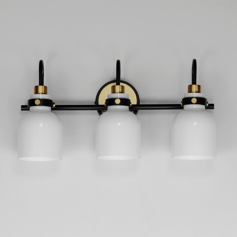 Maxim 12333WTBKSBR Milk 3 Light Bath Vanity | Satin Brass