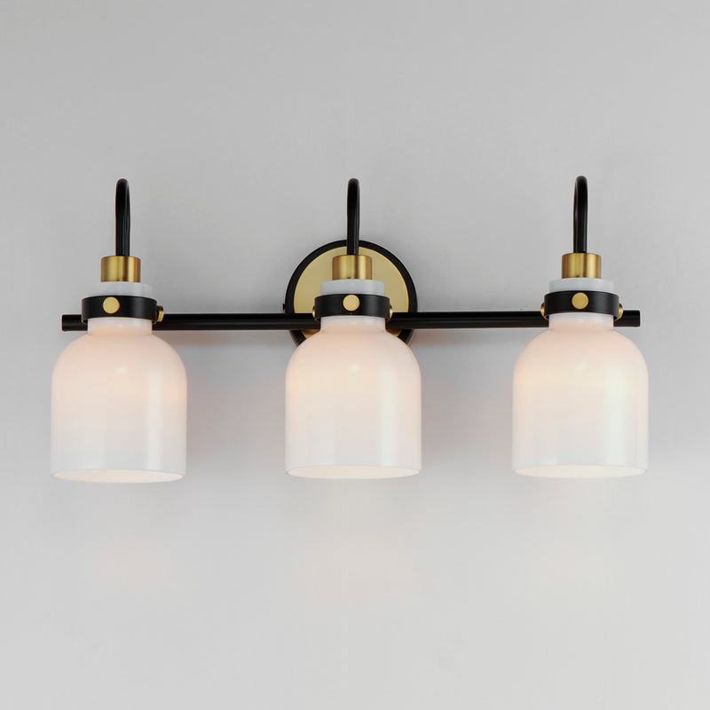 Maxim 12333WTBKSBR Milk 3 Light Bath Vanity | Satin Brass