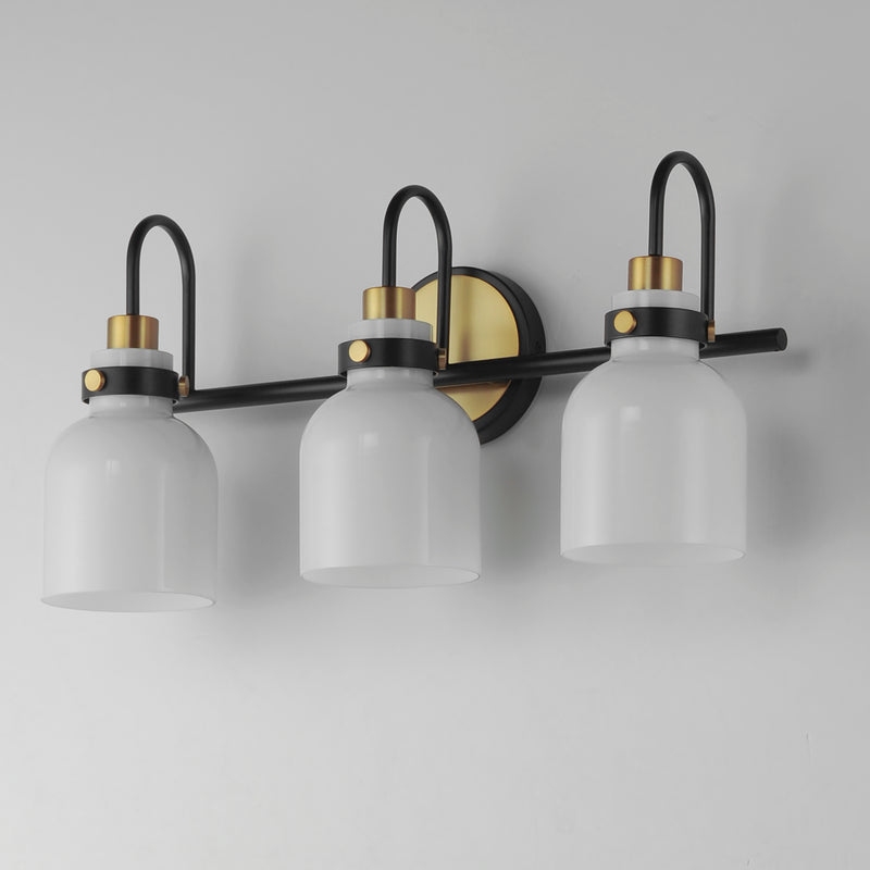 Maxim 12333WTBKSBR Milk 3 Light Bath Vanity | Satin Brass