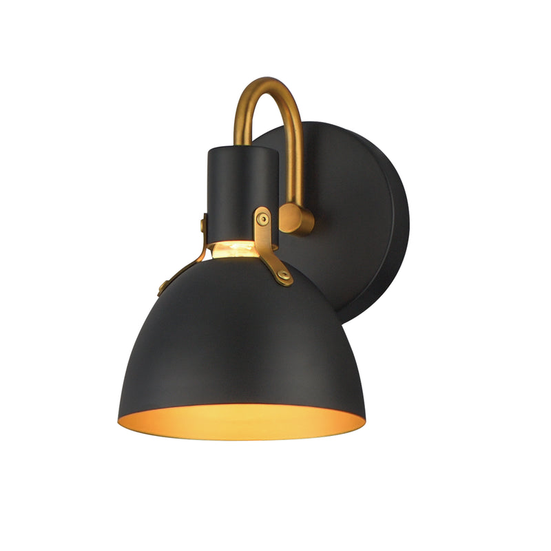 Maxim 12341BKAB Dusk 1 Light Wall Sconce | Black / Antique Brass