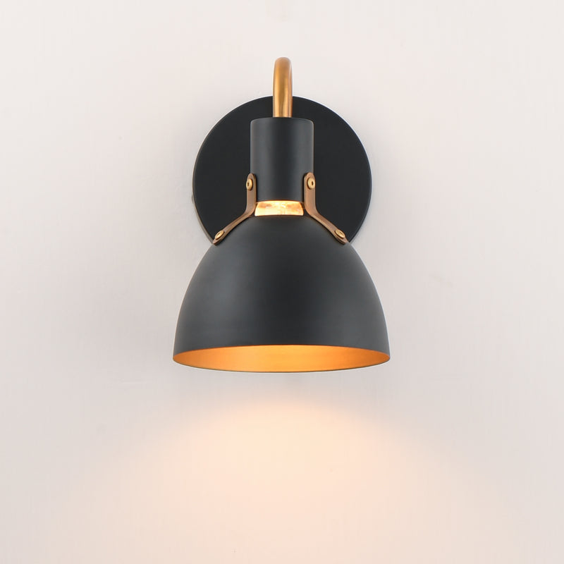 Maxim 12341BKAB Dusk 1 Light Wall Sconce | Black / Antique Brass