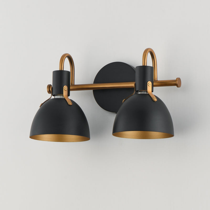 Maxim 12342BKAB Dusk 2 Light Wall Sconce | Black / Antique Brass