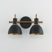 Maxim 12342BKAB Dusk 2 Light Wall Sconce | Black / Antique Brass