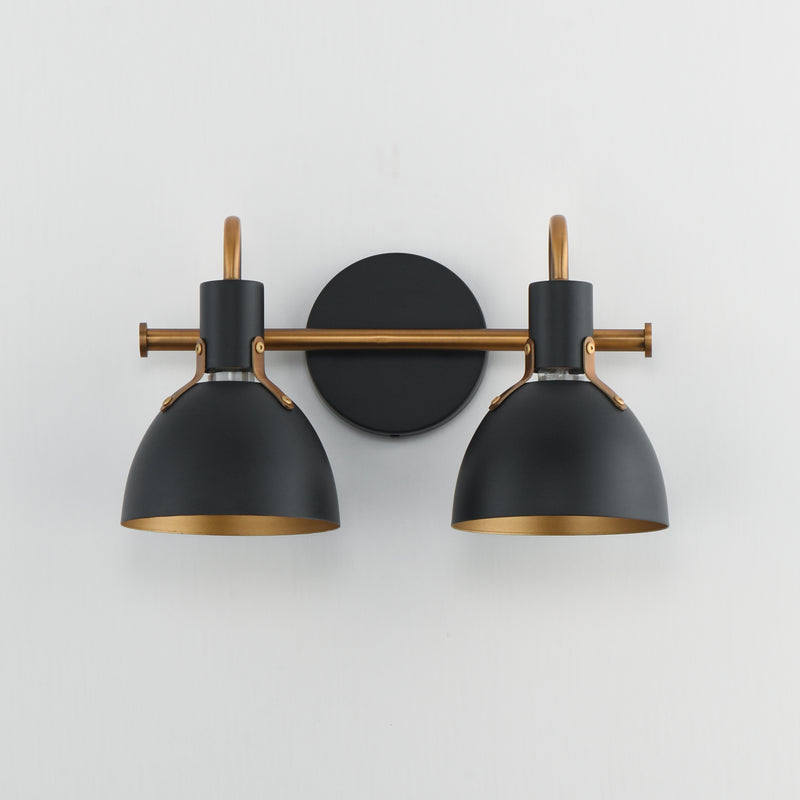 Maxim 12342BKAB Dusk 2 Light Wall Sconce | Black / Antique Brass