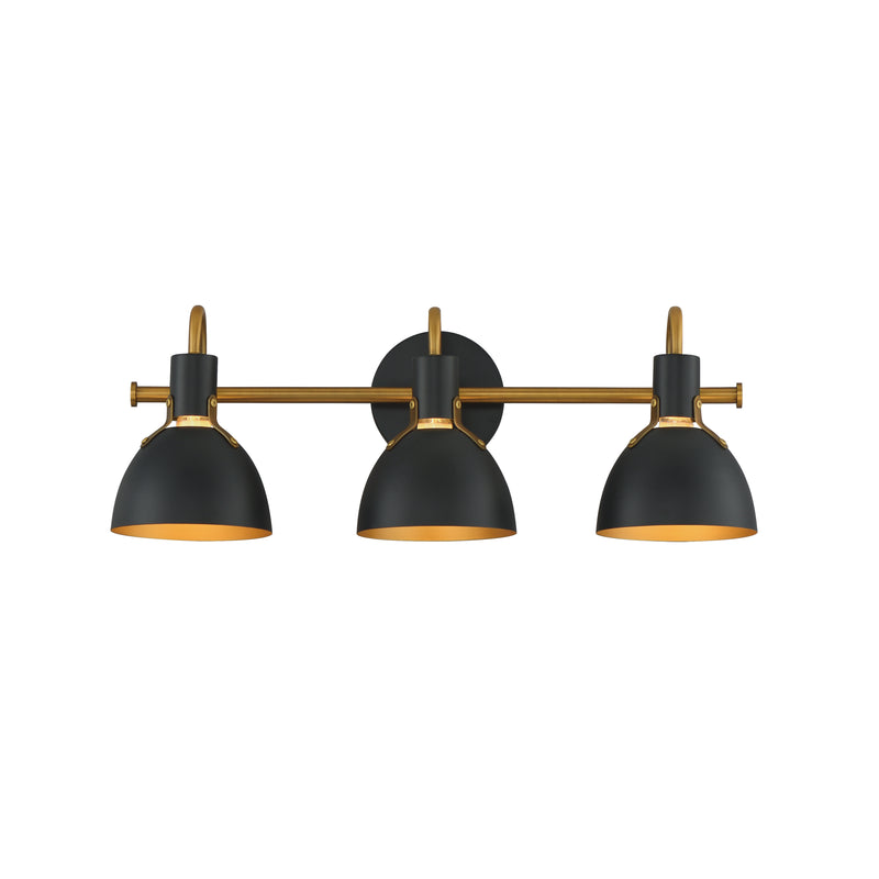 Maxim 12343BKAB Dusk 3 Light Wall Sconce | Black / Antique Brass