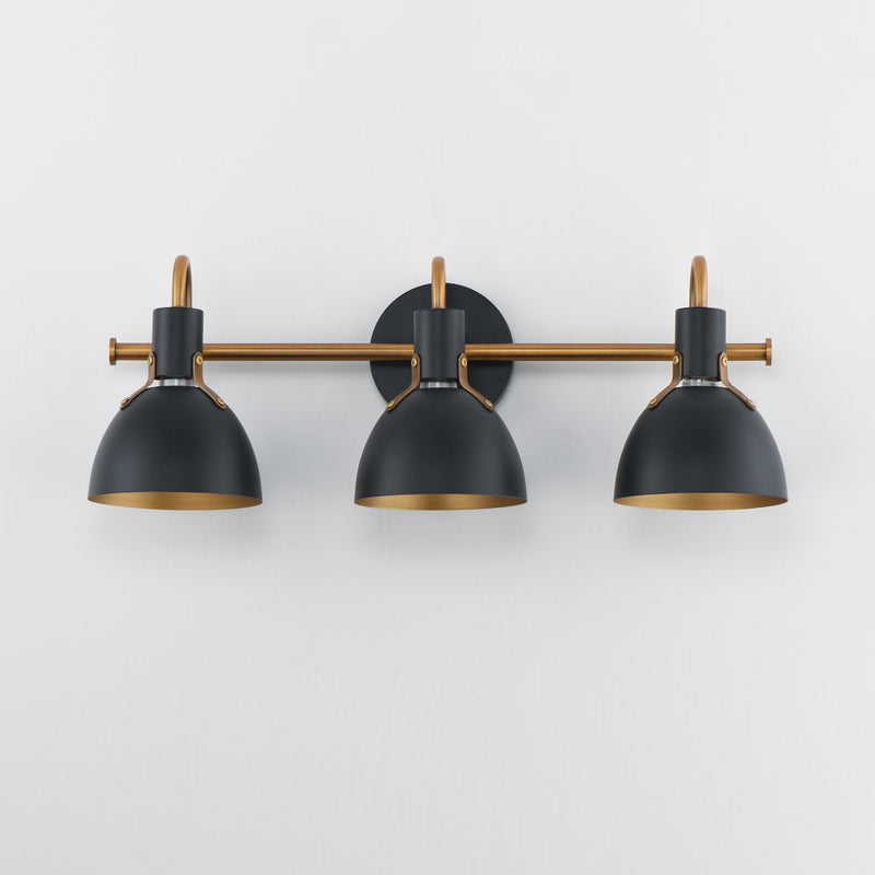 Maxim 12343BKAB Dusk 3 Light Wall Sconce | Black / Antique Brass