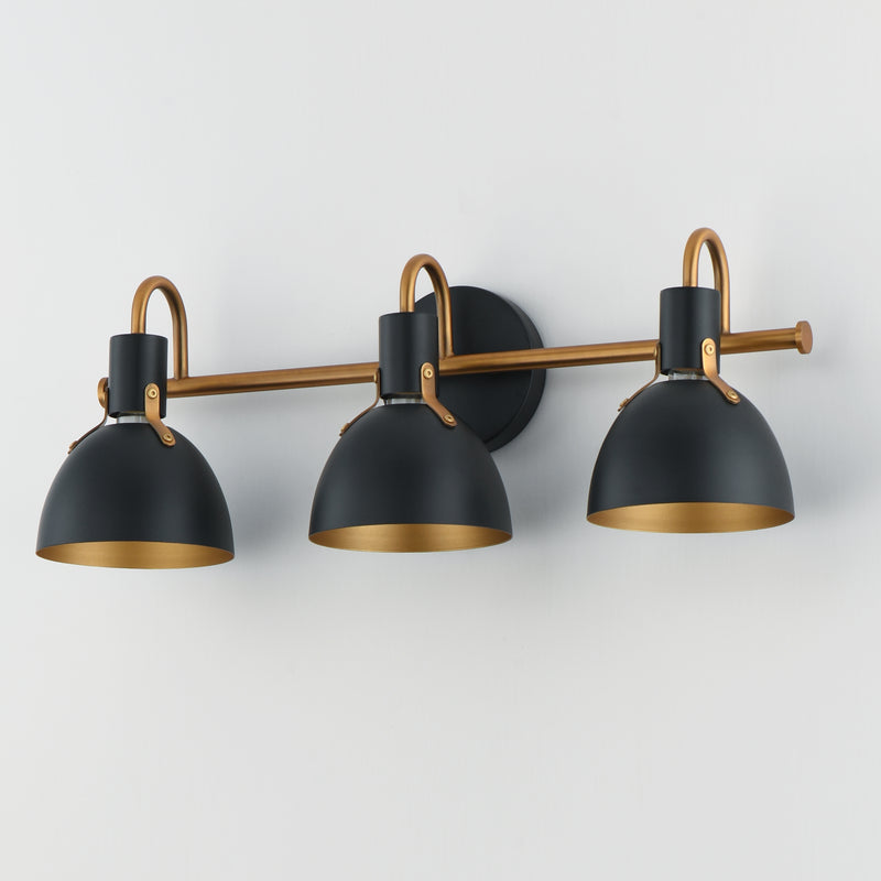 Maxim 12343BKAB Dusk 3 Light Wall Sconce | Black / Antique Brass