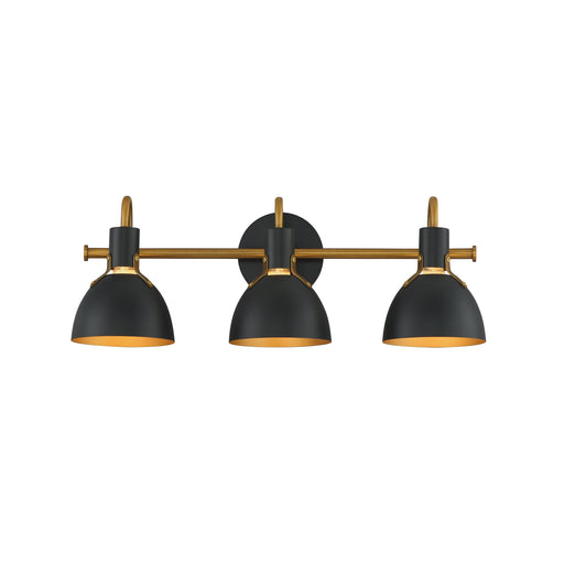 Maxim 12343BKAB Dusk 3 Light Wall Sconce | Black / Antique Brass