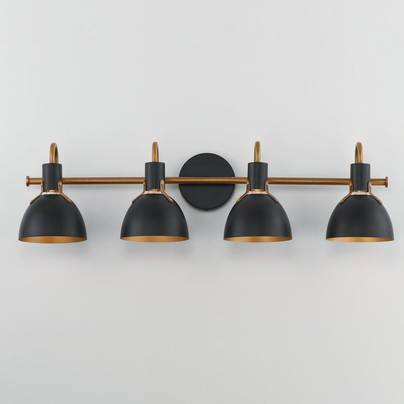 Maxim 12344BKAB Dusk 4 Light Wall Sconce | Black / Antique Brass