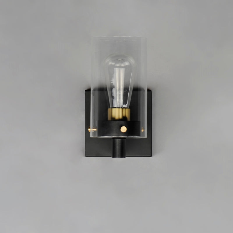 Maxim 12401CLBKSBR Pinn 1 Light Sconce | Black / Satin Brass