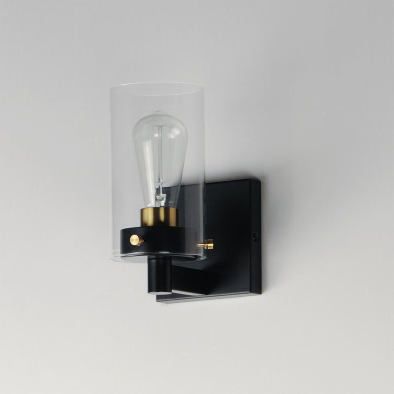 Maxim 12401CLBKSBR Pinn 1 Light Sconce | Black / Satin Brass