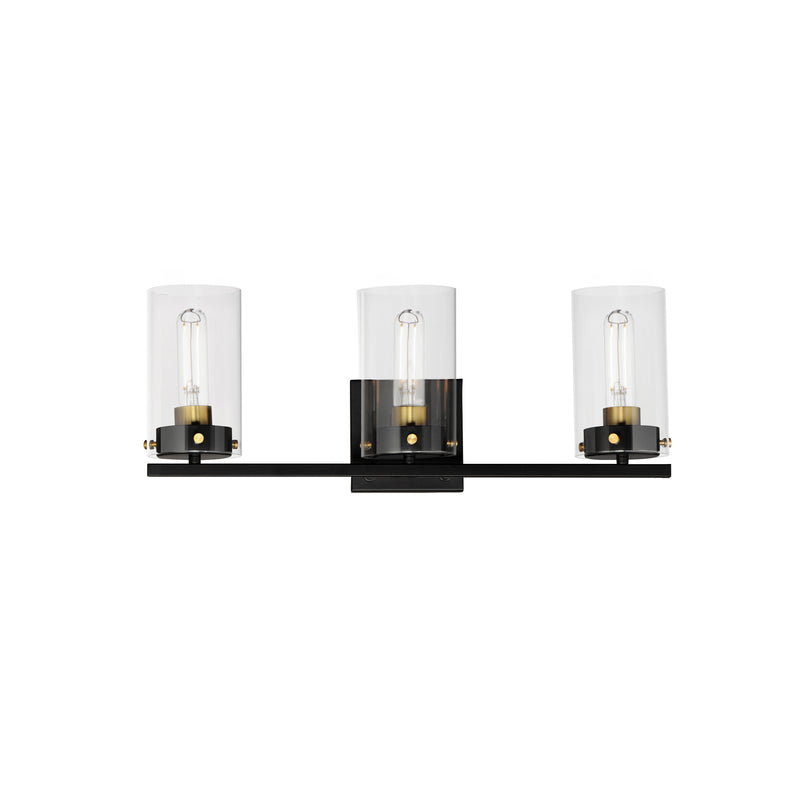 Maxim 12403CLBKSBR Pinn 3 Light Bath Vanity | Black / Satin Brass