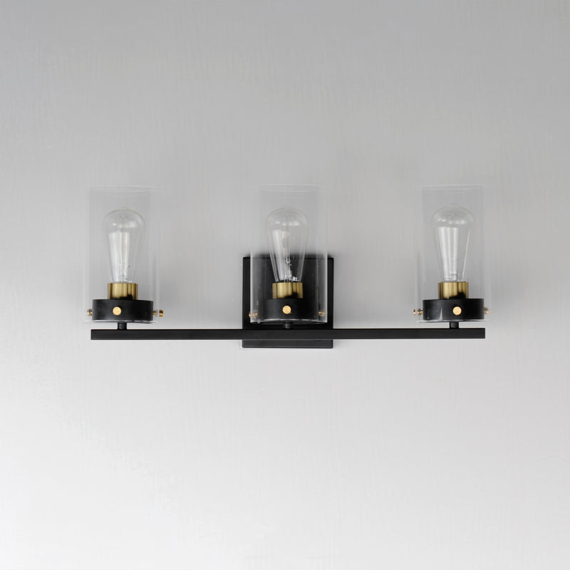 Maxim 12403CLBKSBR Pinn 3 Light Bath Vanity | Black / Satin Brass