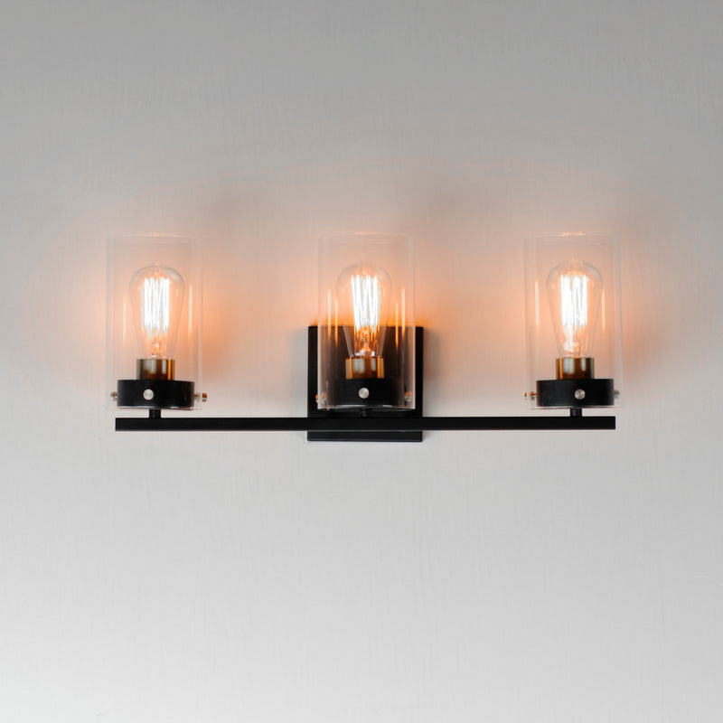 Maxim 12403CLBKSBR Pinn 3 Light Bath Vanity | Black / Satin Brass