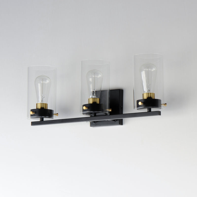 Maxim 12403CLBKSBR Pinn 3 Light Bath Vanity | Black / Satin Brass