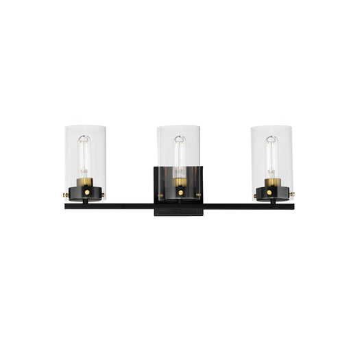 Maxim 12403CLBKSBR Pinn 3 Light Bath Vanity | Black / Satin Brass
