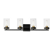 Maxim 12404CLBKSBR Pinn 4 Light Bath Vanity | Black / Satin Brass