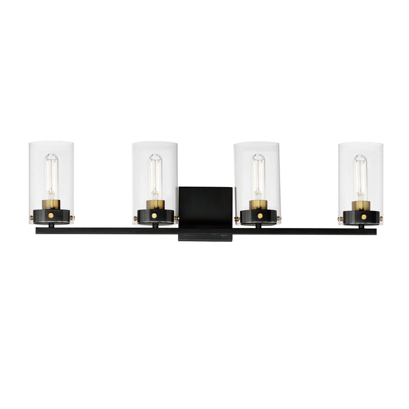Maxim 12404CLBKSBR Pinn 4 Light Bath Vanity | Black / Satin Brass