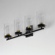 Maxim 12404CLBKSBR Pinn 4 Light Bath Vanity | Black / Satin Brass