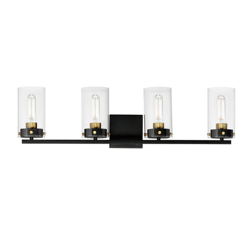 Maxim 12404CLBKSBR Pinn 4 Light Bath Vanity | Black / Satin Brass
