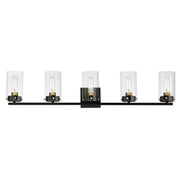 Maxim 12405CLBKSBR Pinn 5 Light Bath Vanity | Black / Satin Brass