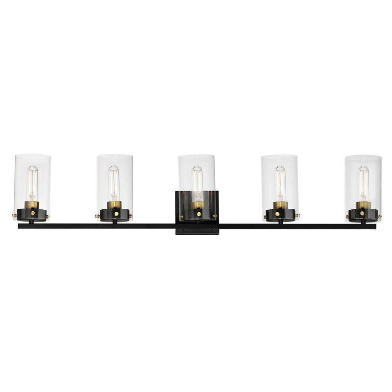 Maxim 12405CLBKSBR Pinn 5 Light Bath Vanity | Black / Satin Brass