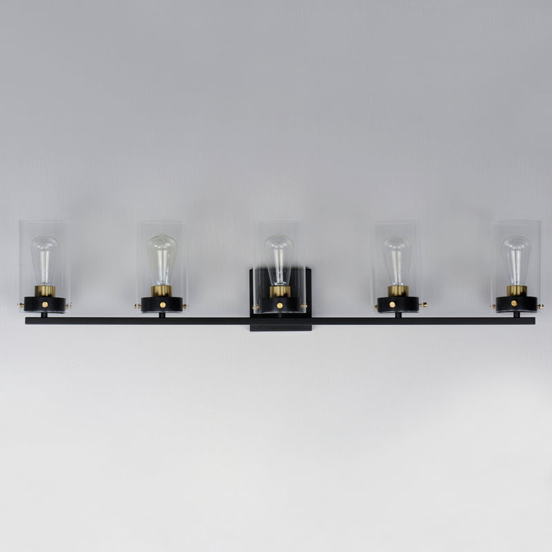 Maxim 12405CLBKSBR Pinn 5 Light Bath Vanity | Black / Satin Brass