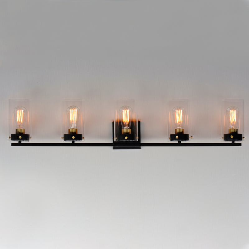 Maxim 12405CLBKSBR Pinn 5 Light Bath Vanity | Black / Satin Brass