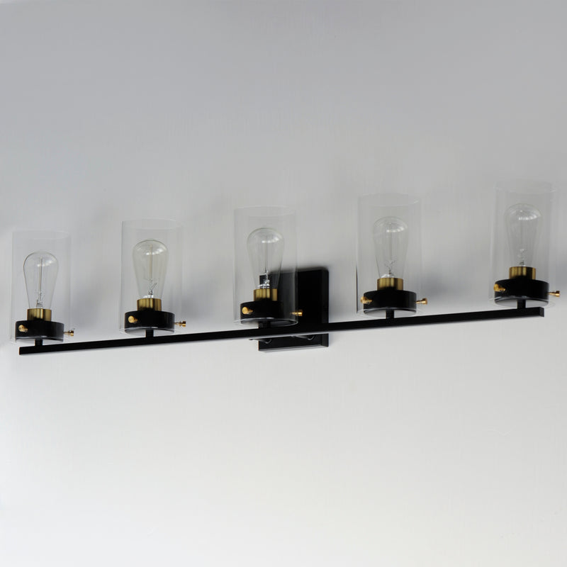 Maxim 12405CLBKSBR Pinn 5 Light Bath Vanity | Black / Satin Brass