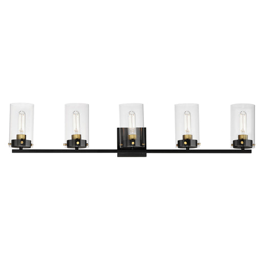 Maxim 12405CLBKSBR Pinn 5 Light Bath Vanity | Black / Satin Brass