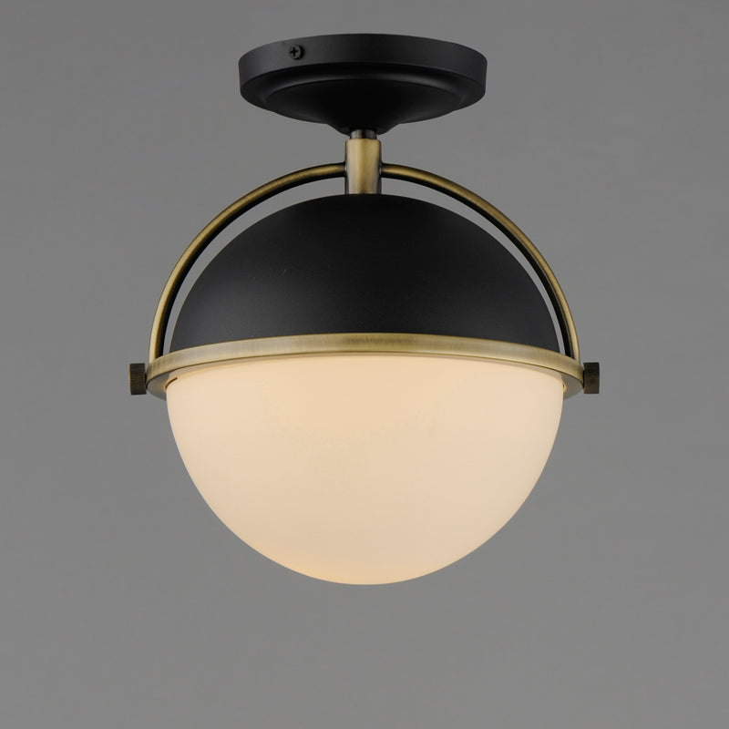 Maxim 12410SWBKWBR Duke 1 Light Semi Flush Mount | Black/Weathered Brass