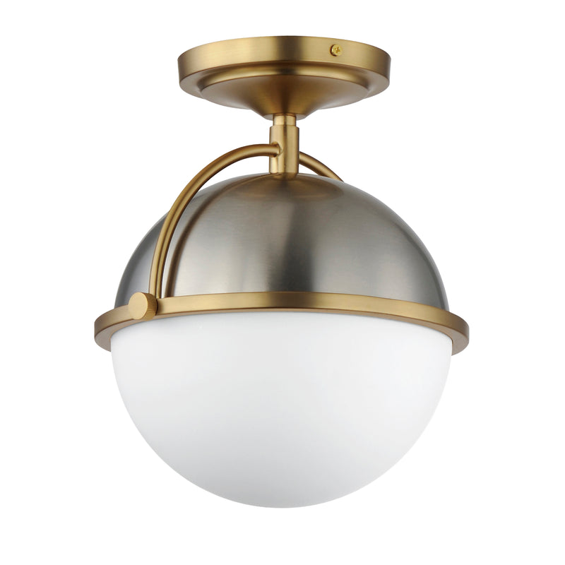 Maxim 12410SWSNSBR Duke 1 Light Semi Flush Mount | Satin Nickel / Satin Brass
